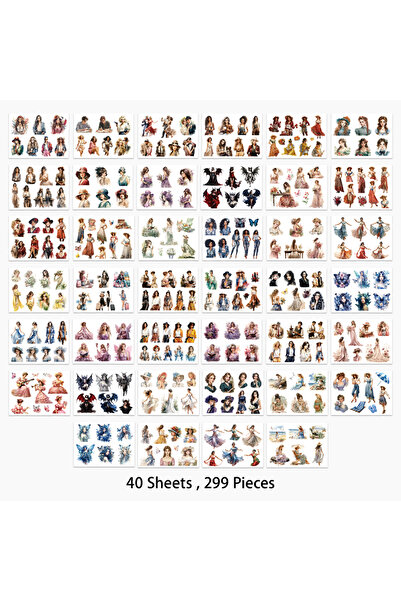 Choice 40 Sheets 299PCS Decorative Character Sticker Book Dress Up Girl Women...