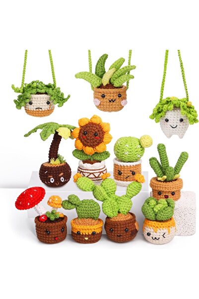Choice KRABALL Plant Potted Crochet Knitting Kit With Cotton Yarn Thread And ...