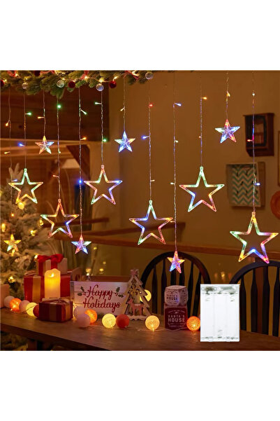 Choice Battery Powered Multicolor 3.5M Star Moon Curtain String Lights Batter...
