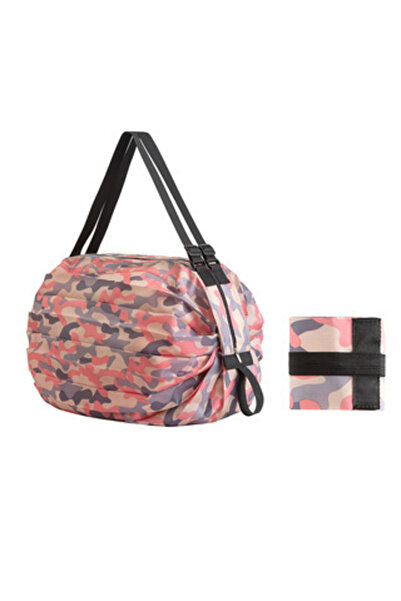 Choice حقيبة تسوق قابلة لإعادة الاستخدام وقابلة للطي، بلون وردي مموه، قطعة وا...