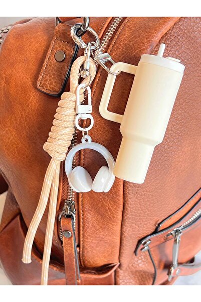 ROSSEV Charm Thermos Figured Keychain - Bag Charm (Cream Headphone Model)