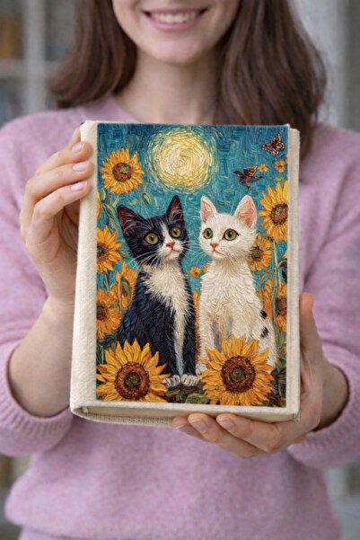 HG Home&Game Cat Pattern Cloth Book Cover – Artistic Printed Fabric Book Cont...