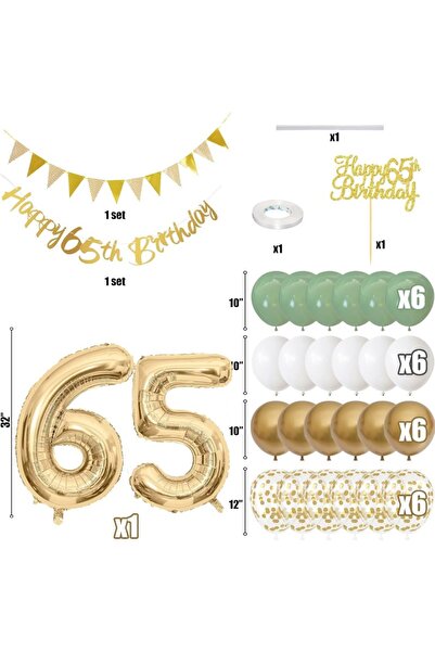 Choice 65th Balloon Kits Sage Green Gold White 65th Birthday Party Decoration...
