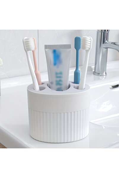 Choice White 4 Slot Toothbrush Holder ABS Plastic Bathroom Organizer Freestan...