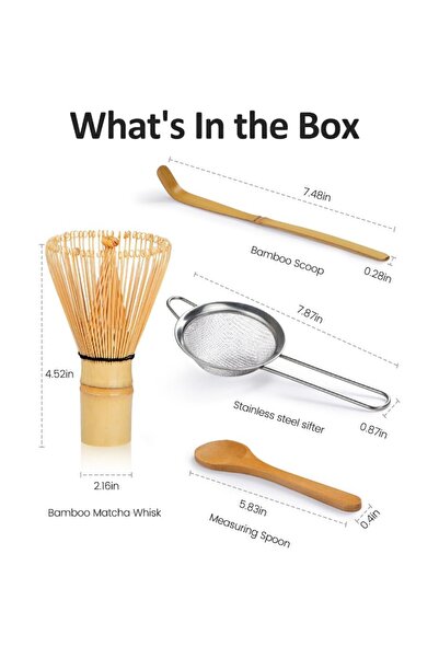 Choice 1 Set Complete Matcha Whisk Set - ThymeSpace Bamboo Chasen, Scoop & St...