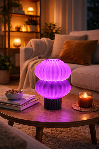 Miolette Lumora Dekoratif Abajur | Mor & Pembe Işık | Modern Tasarım Masa ve ...