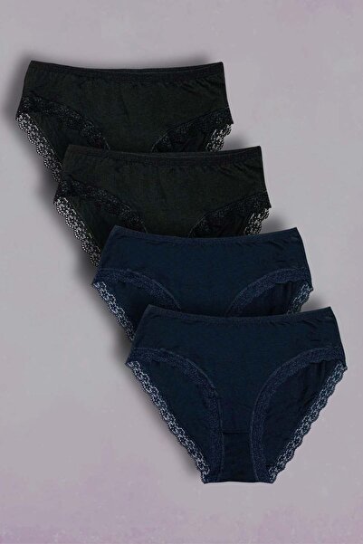 GRI MOR TEKSTIL 3-Piece Lace Cotton Bato Underwear