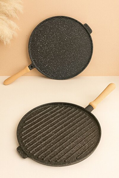 KAMPANYALI 34 cm Çift Taraflı Döküm Gözleme Tavası – Et ve Hamur İşi İçin, Ta...