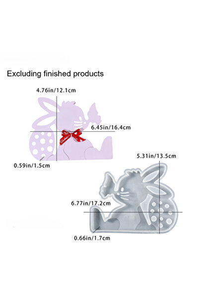 Choice قالب سيليكون راتنجي على شكل أرنب عيد الفصح (قطعة واحدة) | يجلس خلف بيض...