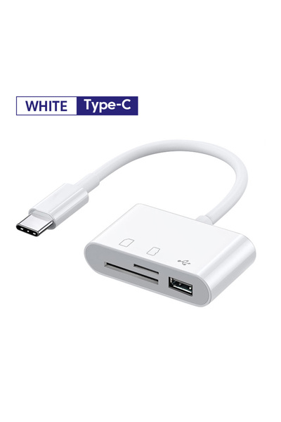 Choice White 3 In 1 Card Reader Type-C To SD/TF/CF Memory Card Adapter SD Car...