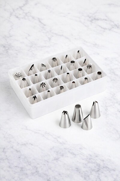KAMPANYALI 24'lü Çelik Duy Seti | Pasta ve Krema Süsleme Ucu Seti | Farklı Mo...