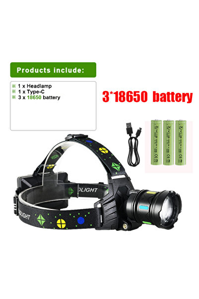 choice2 بطارية 18650، مصباح أمامي فائق القوة بقوة 98000000 لومن، ضوء أبيض/أصف...