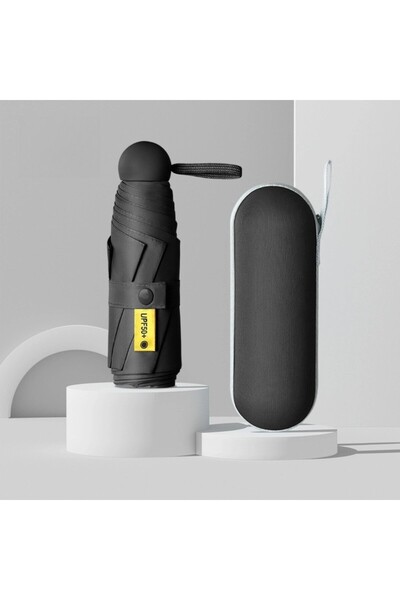 Choice Black-with Box Mini Capsule Folding Umbrella Vinyl with Box Sun Rain U...