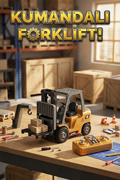 craftivio Uzaktan Kumandalı Şarjlı Mini Forklift Oyuncak - Yük Kaldıran Işıkl...