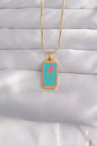 shopwave 316L Steel Gold Rk Enamel Tarot Necklace