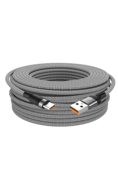 Choice كابل USB-C عالمي رمادي بطول 5 أمتار، يدعم الشحن فائق السرعة 5 أمبير، م...