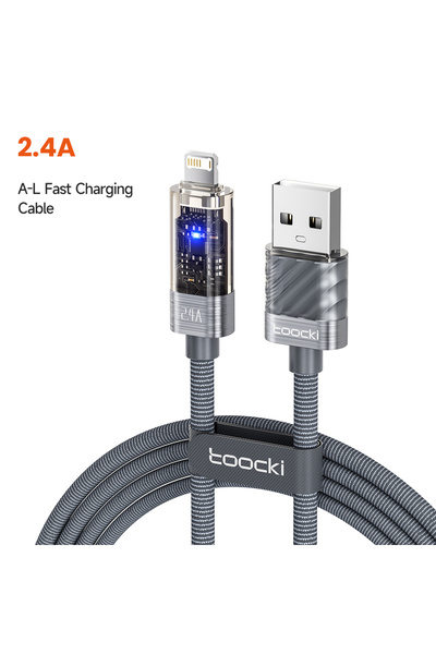 Toocki 1m Gray USB Cable For iPhone 14 13 12 11 Pro Max Xs 8 Automatic Power ...