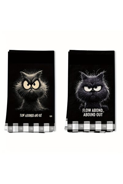 Choice 2pcs black 2Pcs, Grumpy Black Cat Kitchen Towels, 40Cm*60Cm Towel Set,...