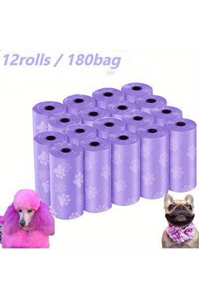Choice 12 لفة بنفسجية، 180 كيسًا من أكياس فضلات الكلاب المصنوعة من البولي إيث...