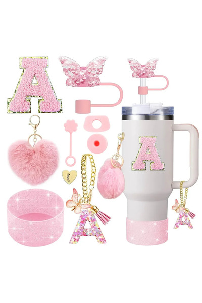 Choice A-heart pink-9pcs 9PCS Cup Accessory Set for Stanley 30oz 40oz Butterf...