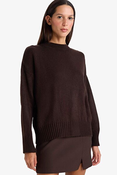 DeFacto Oversized Wide Fit Crew Neck Knitwear Sweater F3895Ax26Sp