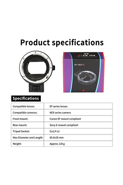 Choice حلقة محول EF-NEX II سوداء اللون، مقاس 55 مم، من سوني E-mount إلى كانون...