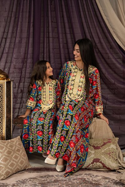 AFandina Mother and daughter jalabiya, Shalki style, distinctive with a match...