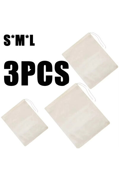 Choice3 3 قطع (مقاسات SxMxL) 1/3 حقيبة ترشيح طعام قطن قابلة لإعادة الاستخدام،...
