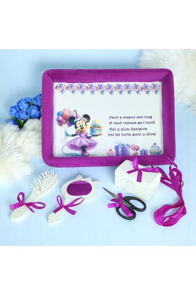 Inovius Tavita Turta, Buretata din Catifea cu 6 Piese - Minnie Mouse Roz - TPT77