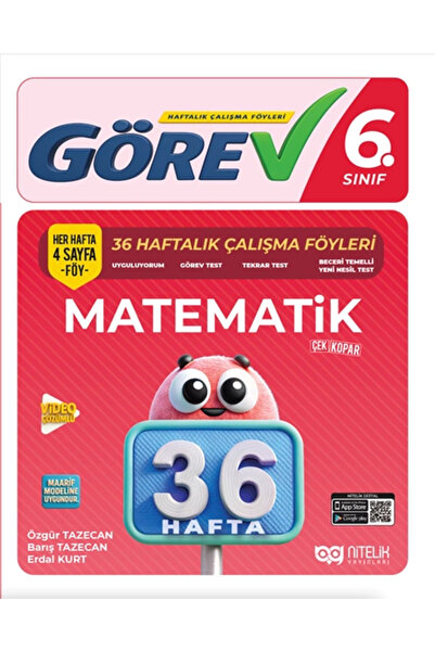 Nitelik Yayınları 6.SINIF GÖREV MATEMATİK 36 HAFTALIK ÇALIŞMA FÖYLERİ