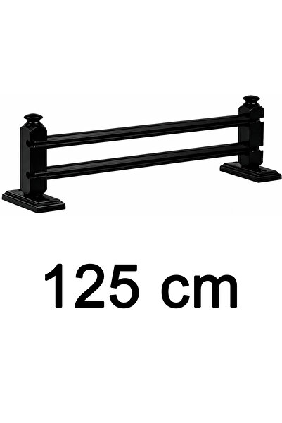 Perdejim Siyah 125 cm Çetray Çift Raylı Rustik Perde Askısı S Pile ve Kornişl...