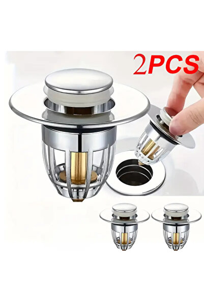 Choice L WHITE 2-Pack Stainless Steel Sink Stoppers - Pop-Up Drain Stoppers w...
