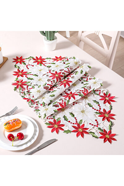 Choice white Christmas Decor Tablecloth Printed Embroidered Christmas Table F...