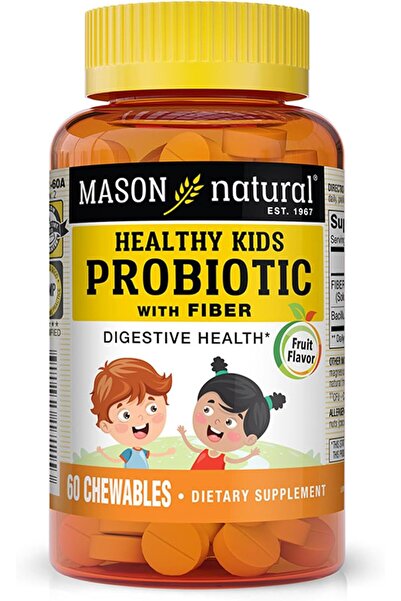 Mason بروبيوتيك طبيعي وصحي للأطفال مع ألياف - 60 قرصًا للمضغ