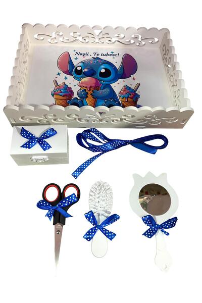 Inovius Tavita pentru Mot cu 6 Piese - Stitch - TPM60 Alb cu Albastru