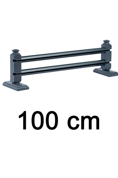 Perdejim Antrasit 100 cm Çetray Çift Raylı Rustik Perde Askısı S Pile ve Korn...