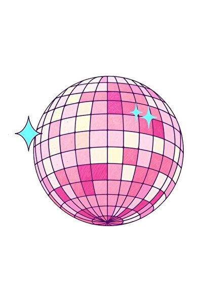 MegaSticker ملصق كرة ديسكو وردي للسيارة، دراجة نارية، خوذة، كمبيوتر محمول، مل...