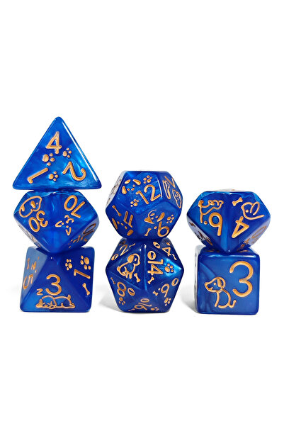 Choice1 مجموعة نرد HSWD101 مكونة من 7 قطع بنقشة كلب لطيف، تتضمن D20 وD12 وD00...