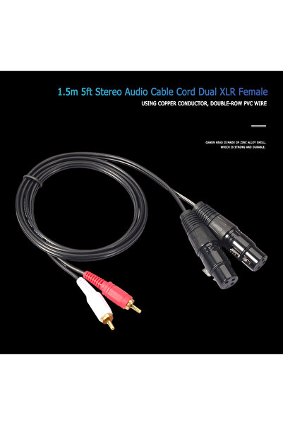 Choice 1.5m/4.9ft Dual XLR Female to Dual RCA Male Audio Microphone Cable Ada...