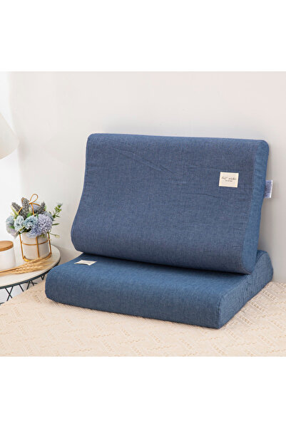 Choice 30-50cm Denim Blue Washable Cotton Latex Pillowcase 30x50cm - Memory P...