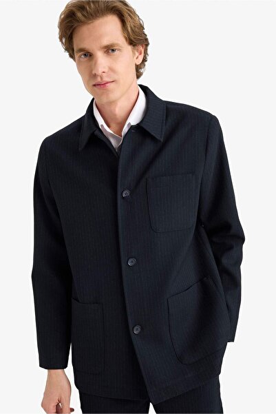 DeFacto Regular Fit Polo Collar Cotton Lined Blazer Jacket G7970Ax25Wn