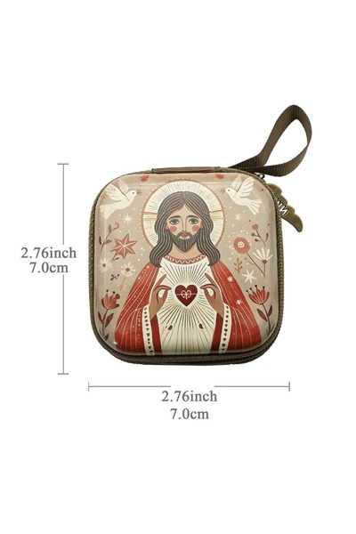 Choice 16 Portable Virgin Mary Prayer Rosary Storage Bag 7x7cm Zippered Relig...