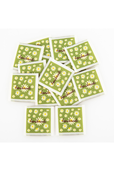 Choice TT2316603 50 قطعة من ملصقات قماشية خضراء مصنوعة يدويًا بنقشة زهور الأق...