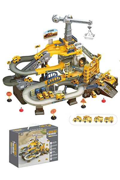 Ma Baby مجموعة مسار سيارات للأطفال، مع 4 سيارات صغيرة، سيارة لعب هندسية