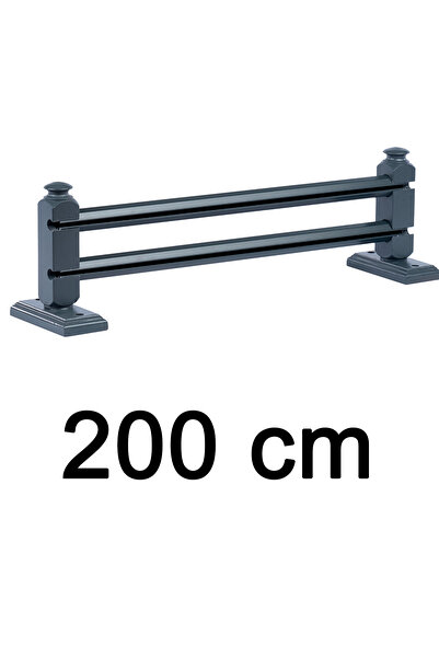 Perdejim Antrasit 200 cm Çetray Çift Raylı Rustik Perde Askısı S Pile ve Korn...