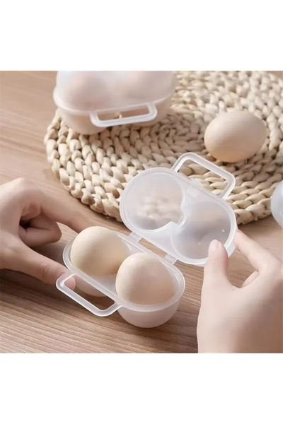 Choice WHITE 1pc 2-Cell Outdoor Portable Egg Box PlasticTray Refrigerator Egg...