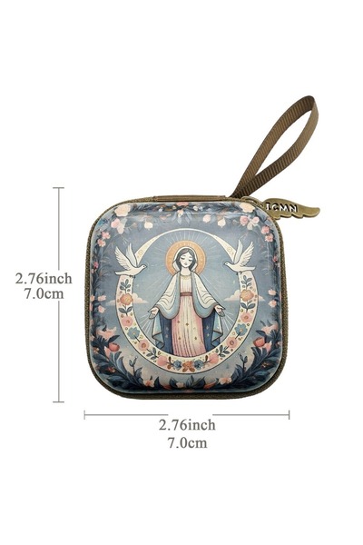 Choice 15 Portable Virgin Mary Prayer Rosary Storage Bag 7x7cm Zippered Relig...