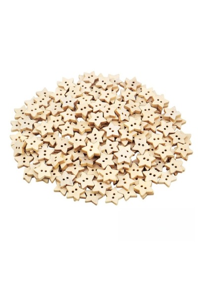 Choice 13mm(0.51inch) 100PCS 100pcs Wooden Star Buttons with 2 Holes Rustic S...