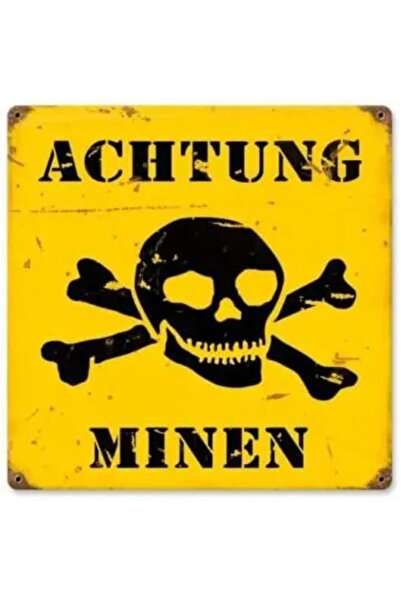 HELLOYOUNG 20X20CM AchtungMinenWW2 Achtung Minen German WWII Land Mines Metal...