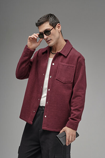 Butik Trend Biz Regular Fit Plush Shirt with Snap Closure